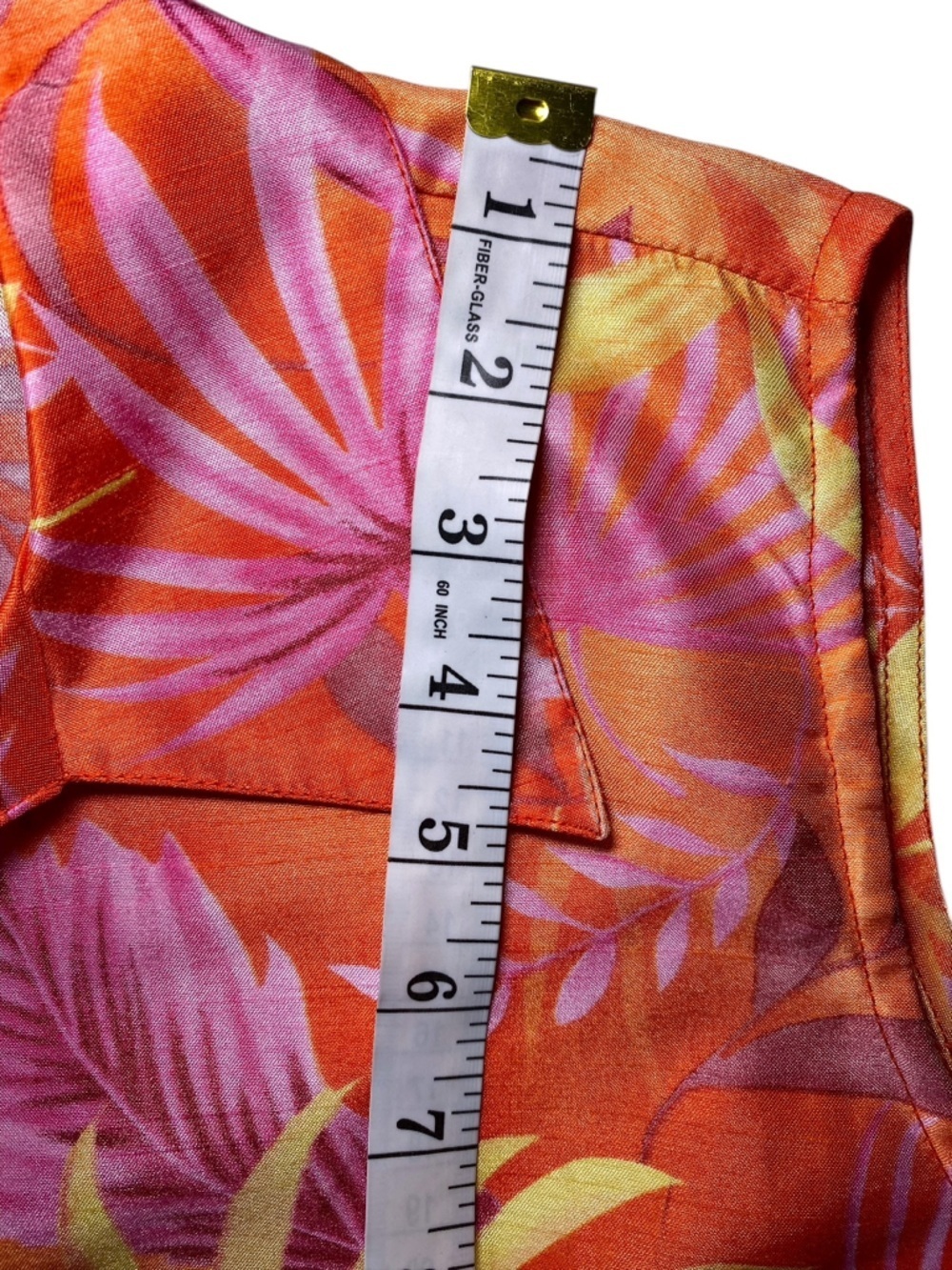 Selene Sport Tropical Orange & Pink Leaf Print Sleeveless Retro Y2K Midi Dress - Picture 12 of 15